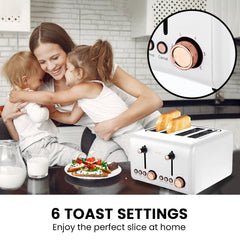 Pronti 4 Slice Toaster Rose Trim Collection - White Tristar Online