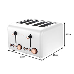 Pronti 4 Slice Toaster Rose Trim Collection - White Tristar Online