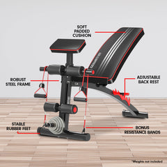 Powertrain Adjustable FID Home Gym Bench with Preacher Curl Pad Tristar Online