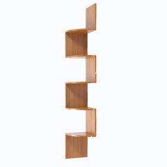 Sarantino 5 Tier Corner Wall Shelf Display Shelves Dvd Book Storag Rack Floating Mounted - Beech Tristar Online