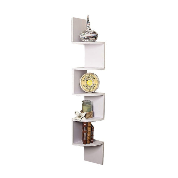 Sarantino 5 Tier Corner Wall Shelf Display Shelves Dvd Book Storag Rack Floating Mounted - White Tristar Online