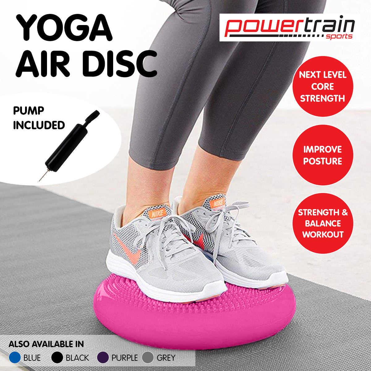 Powertrain Yoga Stability Disc Home Gym Pilates Balance Trainer - Pink Tristar Online