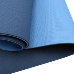 Powertrain Eco-friendly Dual Layer 8mm Yoga Mat | Dark Blue | Non-slip Surface And Carry Strap For Ultimate Comfort And Portability Tristar Online