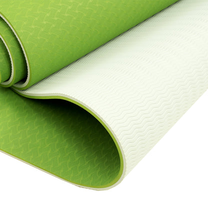Powertrain Eco-friendly Dual Layer 8mm Yoga Mat | Lime Green | Non-slip Surface, And Carry Strap For Ultimate Comfort And Portability Tristar Online