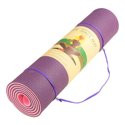 Powertrain Eco-friendly Dual Layer 8mm Yoga Mat | Purple | Non-slip Surface And Carry Strap For Ultimate Comfort And Portability Tristar Online