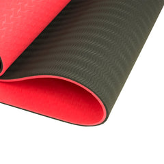 Powertrain Eco-friendly Dual Layer 8mm Yoga Mat | Red Blush | Non-slip Surface And Carry Strap For Ultimate Comfort And Portability Tristar Online