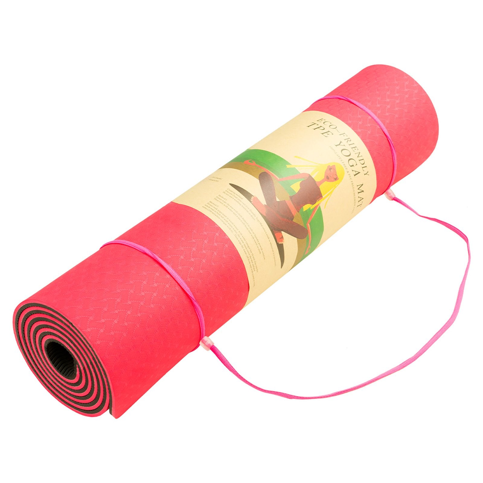 Powertrain Eco-friendly Dual Layer 8mm Yoga Mat | Red Blush | Non-slip Surface And Carry Strap For Ultimate Comfort And Portability Tristar Online