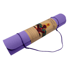 Powertrain Eco-friendly Dual Layer 6mm Yoga Mat | Dark Lavender | Non-slip Surface And Carry Strap For Ultimate Comfort And Portability Tristar Online