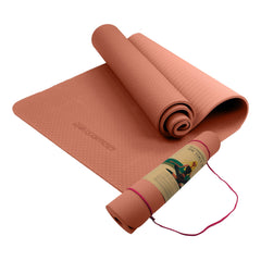 Powertrain Eco-friendly Dual Layer 6mm Yoga Mat | Peach | Non-slip Surface And Carry Strap For Ultimate Comfort And Portability Tristar Online