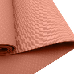 Powertrain Eco-friendly Dual Layer 6mm Yoga Mat | Peach | Non-slip Surface And Carry Strap For Ultimate Comfort And Portability Tristar Online