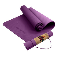 Powertrain Eco-friendly Dual Layer 6mm Yoga Mat | Royal Purple | Non-slip Surface And Carry Strap For Ultimate Comfort And Portability Tristar Online