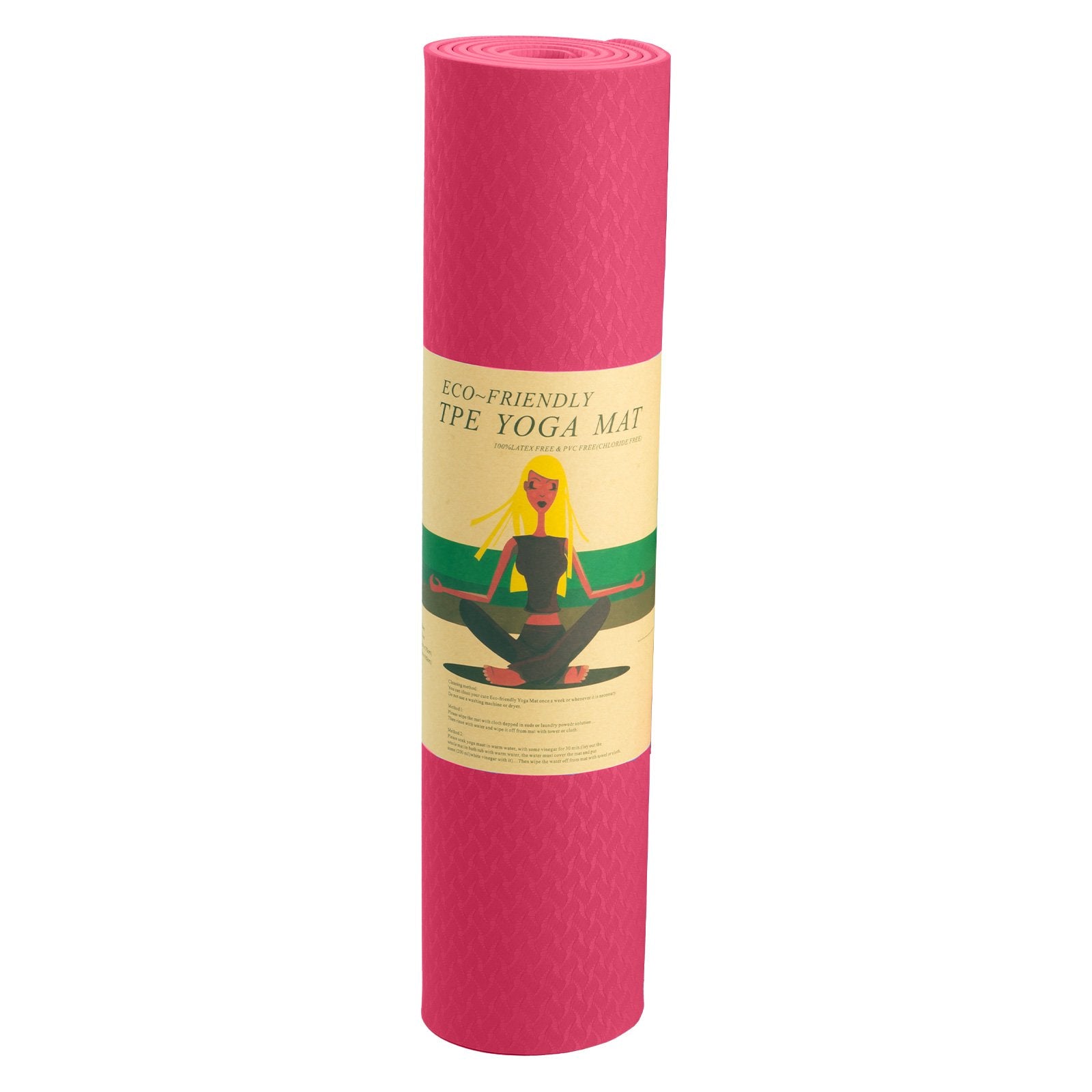 Powertrain Eco-friendly Dual Layer 6mm Yoga Mat | Pink | Non-slip Surface And Carry Strap For Ultimate Comfort And Portability Tristar Online