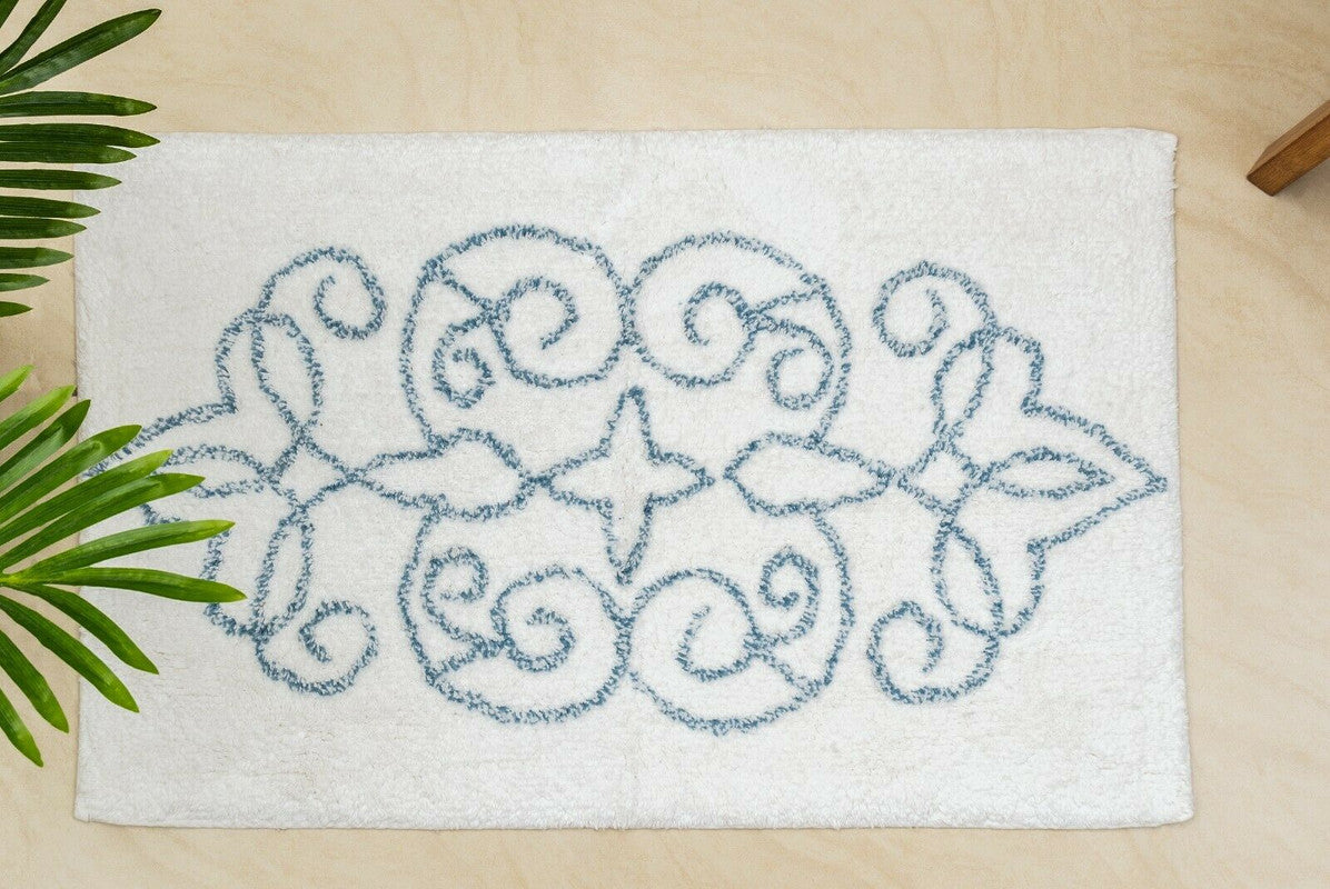 Cotton Medallion Tufted Non Slip Jacquard Bath mat Tristar Online