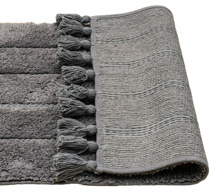 Cotton Fringe Tufted Non-Slip Bathmat Charcoal Grey Tristar Online