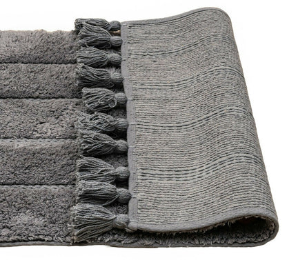 Cotton Fringe Tufted Non-Slip Bathmat Charcoal Grey Tristar Online