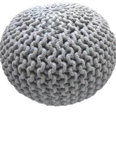 Braided Ottoman Pouffe Footstool Hand Knitted (Light Grey) Tristar Online