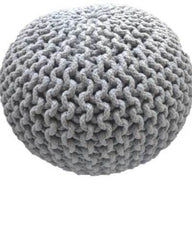 Braided Ottoman Pouffe Footstool Hand Knitted (Light Grey) Tristar Online