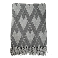 Soft Cotton Handloom Bed & Sofa Throw Blanket Plaid Pattern Grey Tristar Online