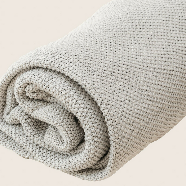 Organic Cotton Knitted Throw Blanket 180 x 230 cm Tristar Online