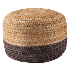 Ombre Hand Braided Jute Cotton Pouf Ottoman 50 x 35 cm (Charcoal) Tristar Online