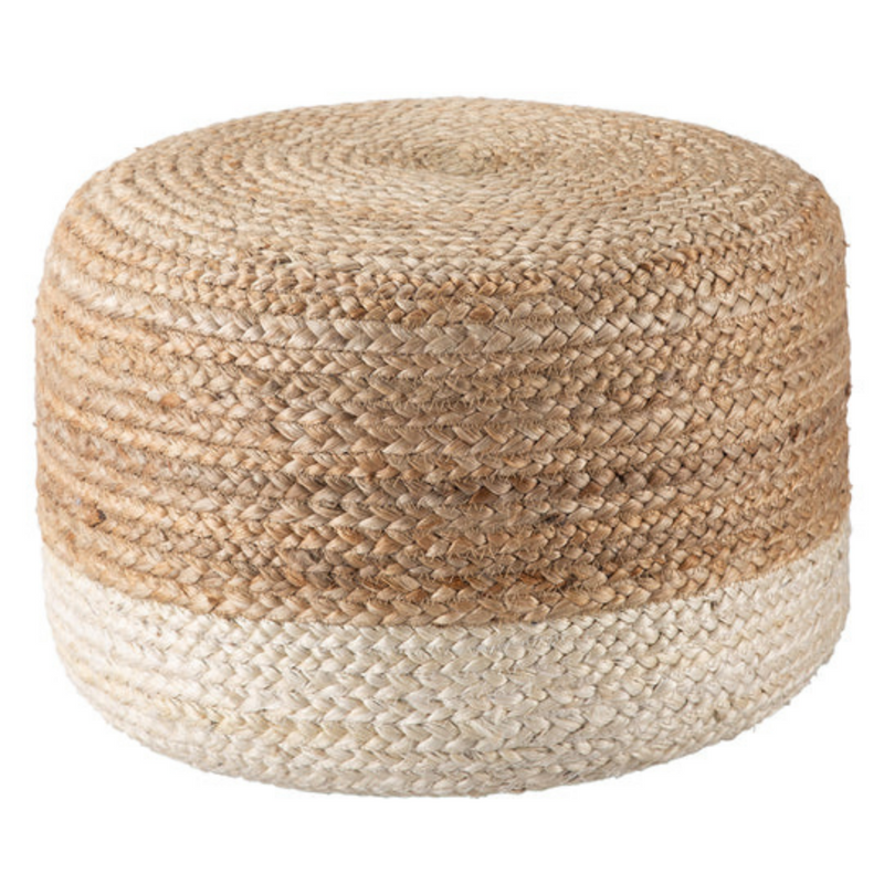 Ombre Hand Braided Jute Cotton Pouf Ottoman 50 x 35 cm (Beige) Tristar Online