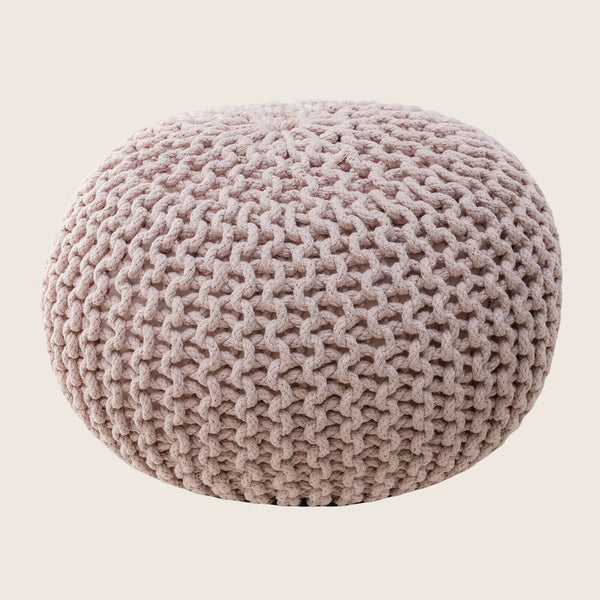 Braided Ottoman Pouffe Footstool Hand Knitted (Blush Pink) Tristar Online