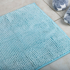 Microfiber Shower & Bathroom Bath Mat Non Slip Soft Pile Design (Aqua) Tristar Online