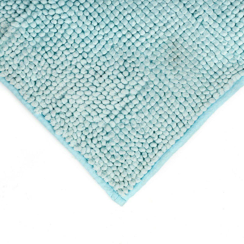 Microfiber Shower & Bathroom Bath Mat Non Slip Soft Pile Design (Aqua) Tristar Online