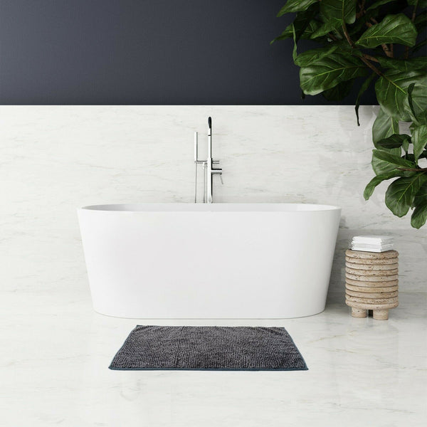 Microfiber Shower & Bathroom Bath Mat Non Slip Soft Pile Design (Dark Grey) Tristar Online
