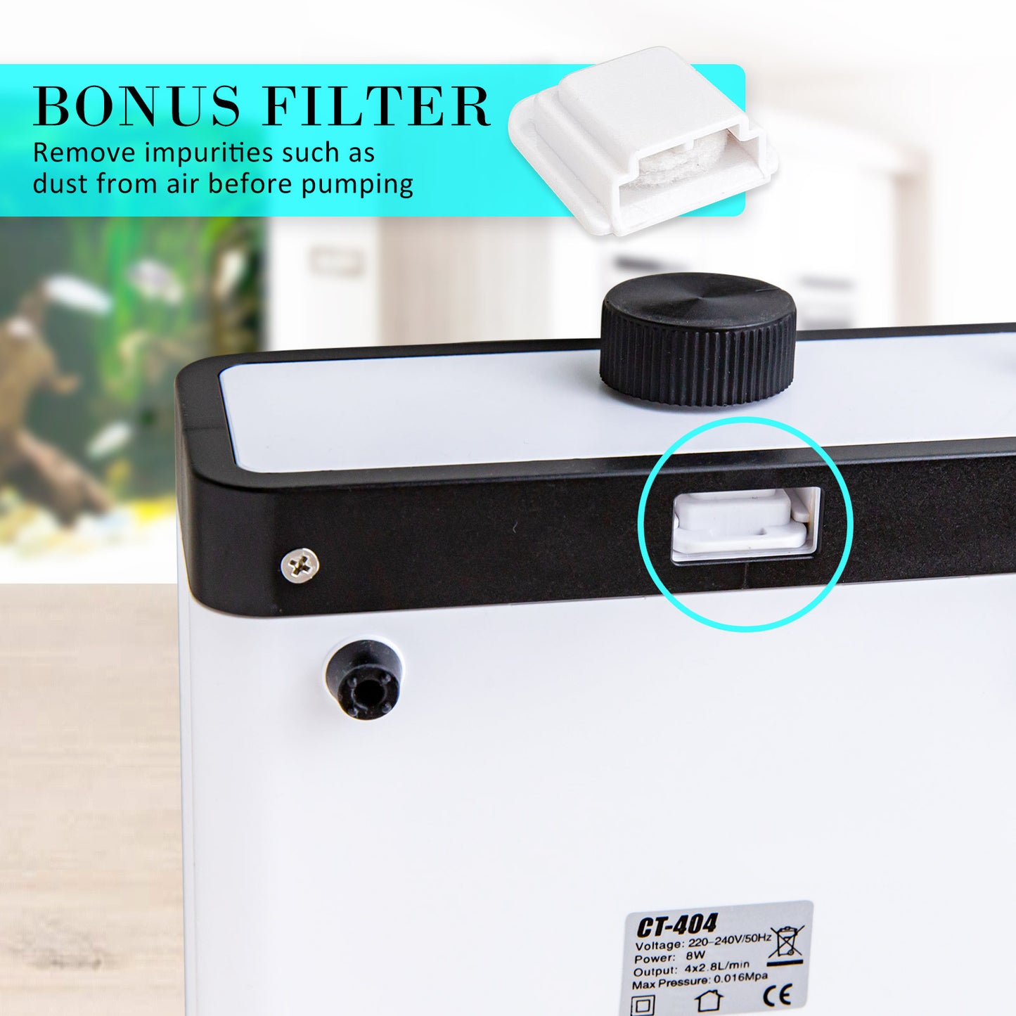 Dynamic Power White Aquarium Air Pump Oxygen Hydroponic 4 Outlet 670L/H 8W Tristar Online