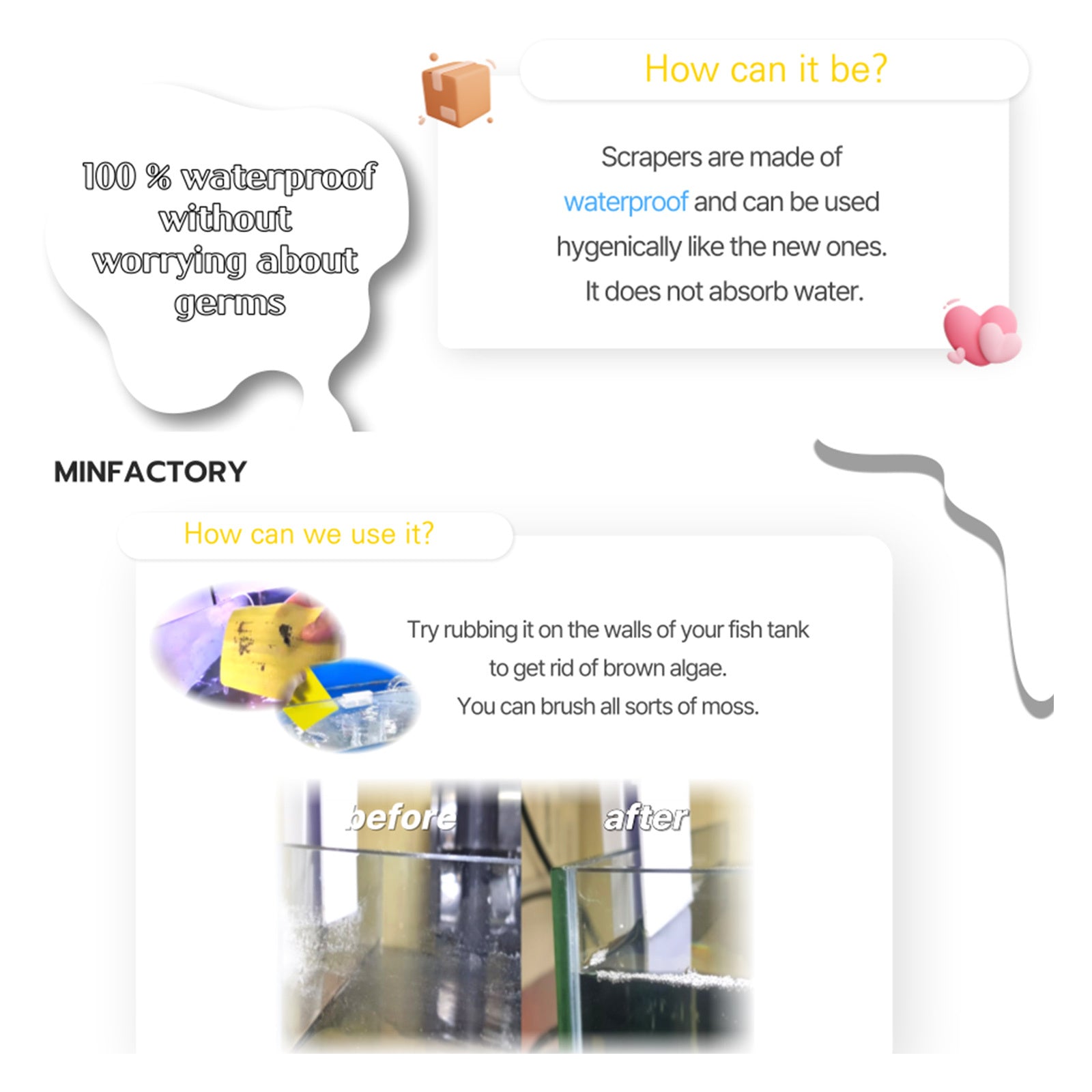 4X Minifactory Fish Tank Moss Scrubber Scraper Iron Glass Acrylic Algae Cleaner Brush Tristar Online