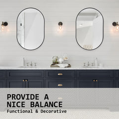 La Bella Black Wall Mirror Oval Aluminum Frame Makeup Decor Bathroom Vanity 50x75cm Tristar Online
