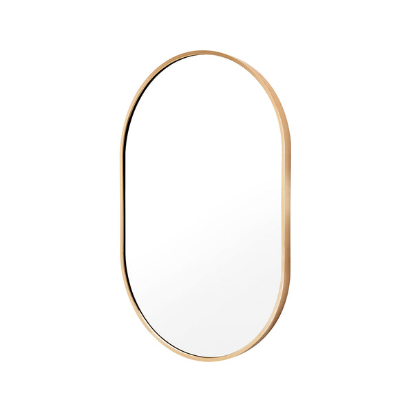 La Bella Gold Wall Mirror Oval Aluminum Frame Makeup Decor Bathroom Vanity 50x75cm Tristar Online