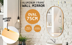 La Bella Gold Wall Mirror Oval Aluminum Frame Makeup Decor Bathroom Vanity 50x75cm Tristar Online