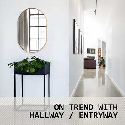 La Bella Gold Wall Mirror Oval Aluminum Frame Makeup Decor Bathroom Vanity 50x75cm Tristar Online