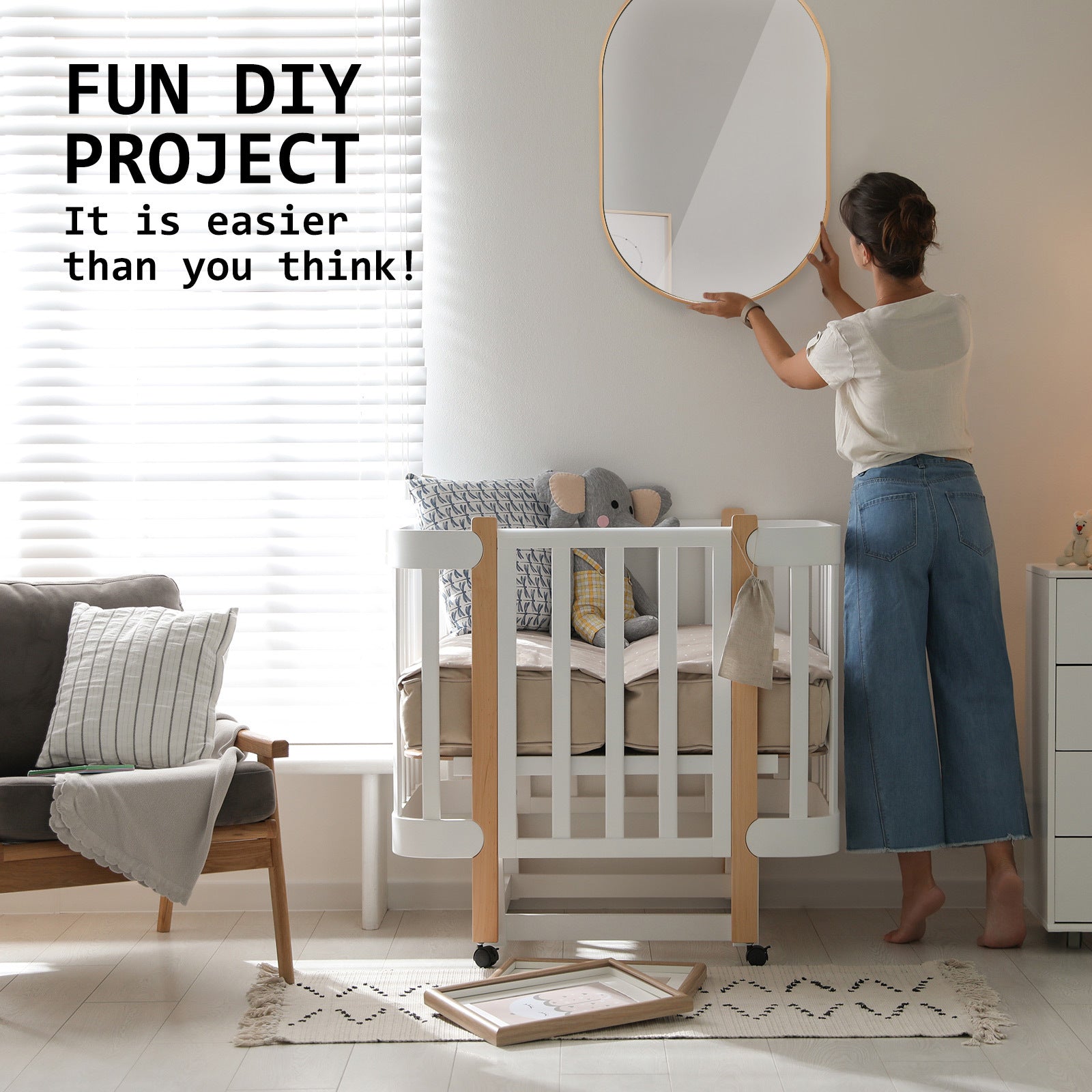 La Bella Gold Wall Mirror Oval Aluminum Frame Makeup Decor Bathroom Vanity 50x75cm Tristar Online