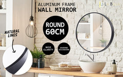 La Bella Black Wall Mirror Round Aluminum Frame Makeup Decor Bathroom Vanity 60cm Tristar Online