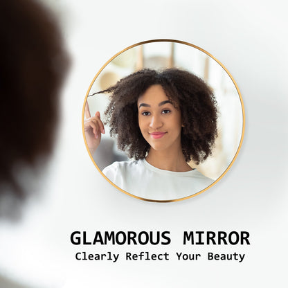 La Bella Gold Wall Mirror Round Aluminum Frame Makeup Decor Bathroom Vanity 60cm Tristar Online
