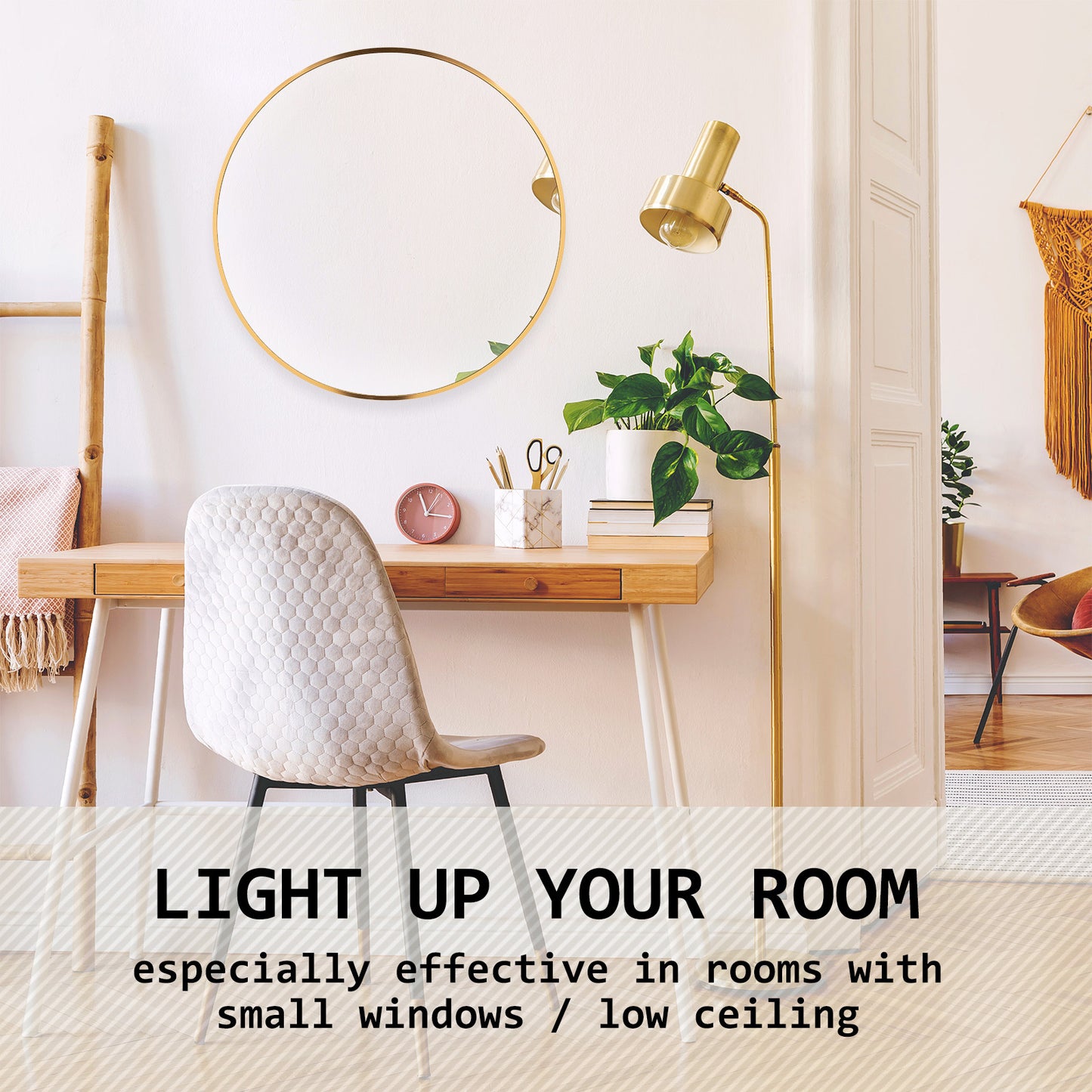La Bella Gold Wall Mirror Round Aluminum Frame Makeup Decor Bathroom Vanity 60cm Tristar Online