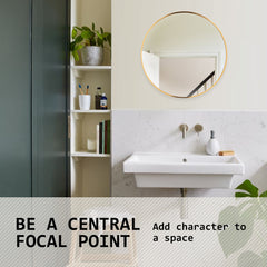La Bella Gold Wall Mirror Round Aluminum Frame Makeup Decor Bathroom Vanity 60cm Tristar Online
