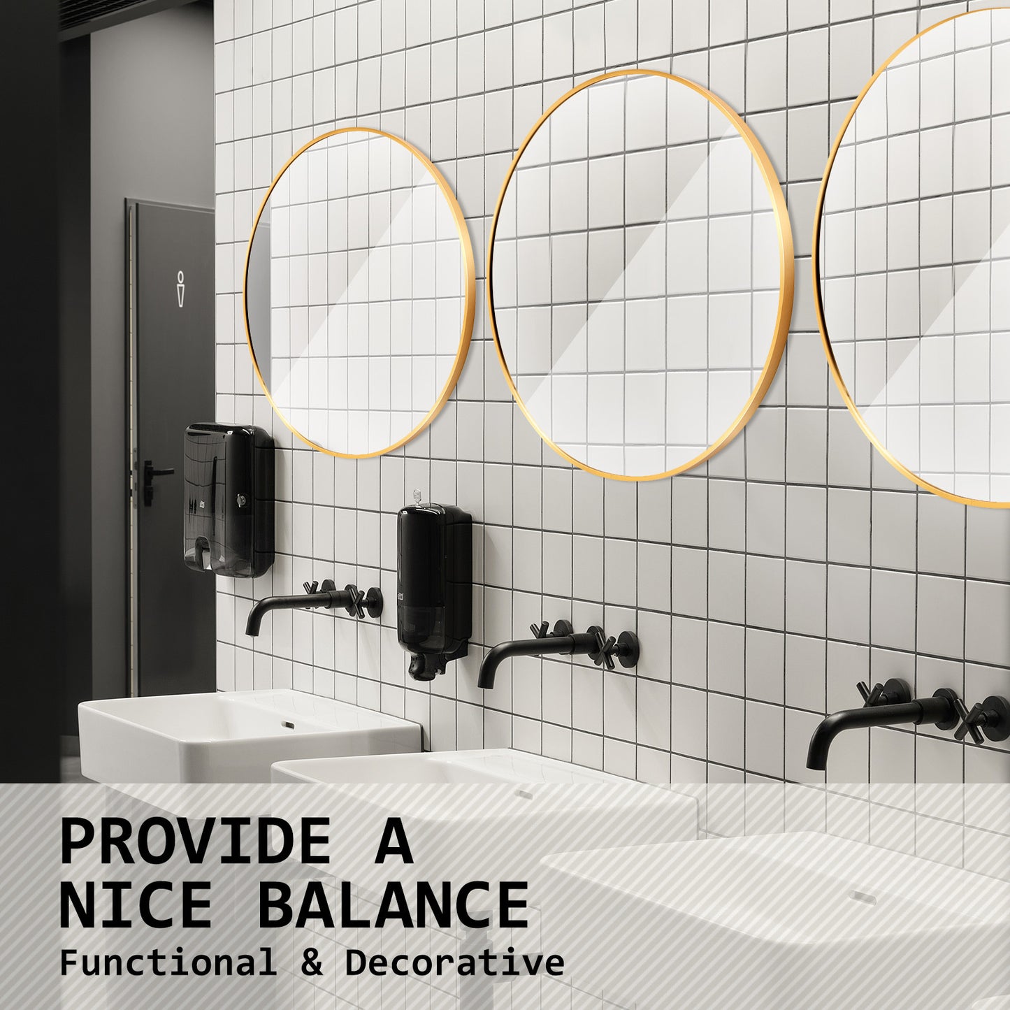 La Bella Gold Wall Mirror Round Aluminum Frame Makeup Decor Bathroom Vanity 60cm Tristar Online