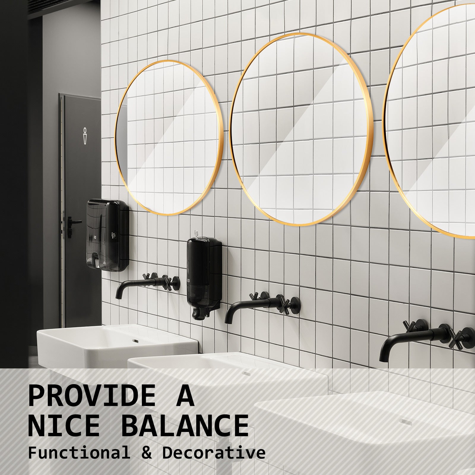 La Bella Gold Wall Mirror Round Aluminum Frame Makeup Decor Bathroom Vanity 60cm Tristar Online