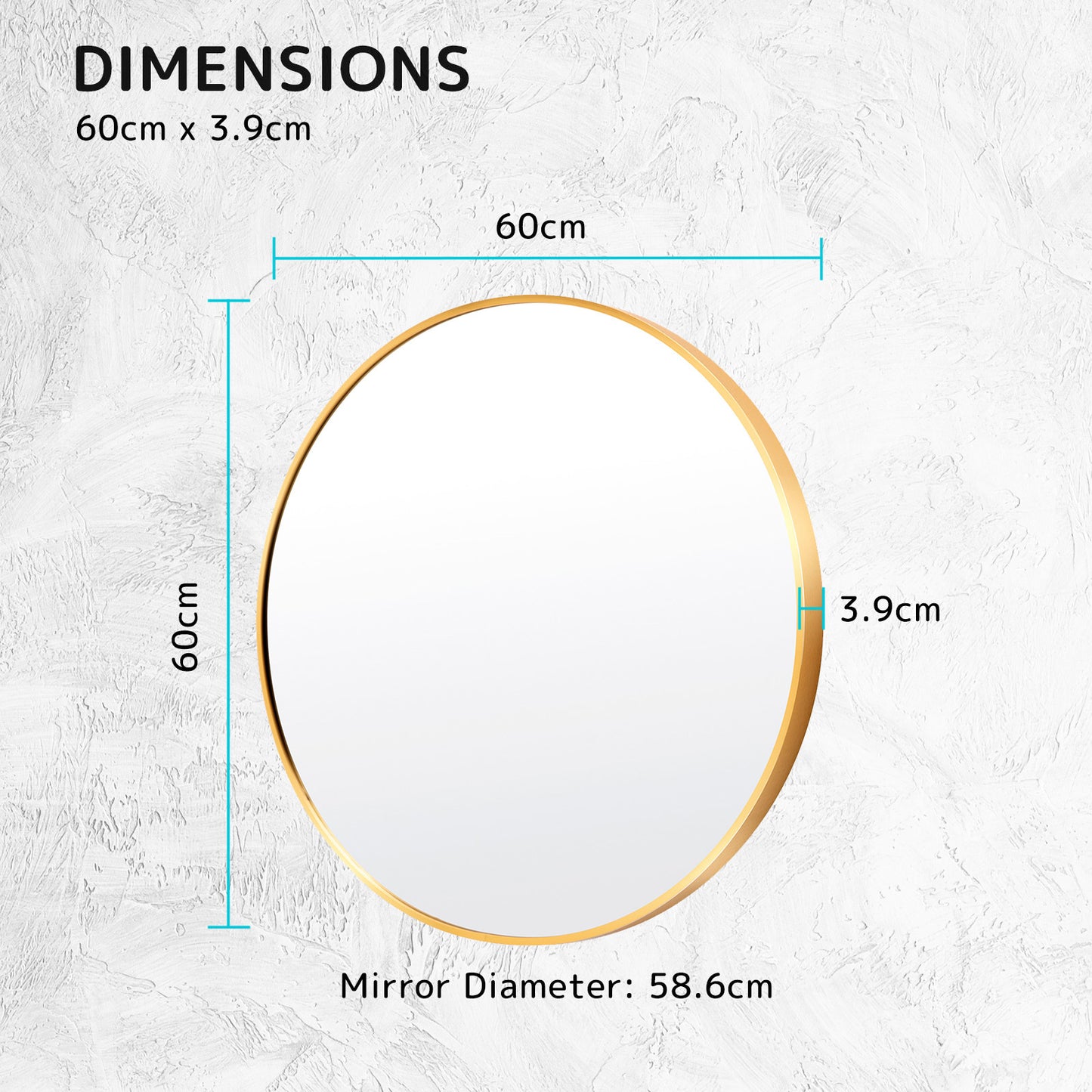 La Bella Gold Wall Mirror Round Aluminum Frame Makeup Decor Bathroom Vanity 60cm Tristar Online