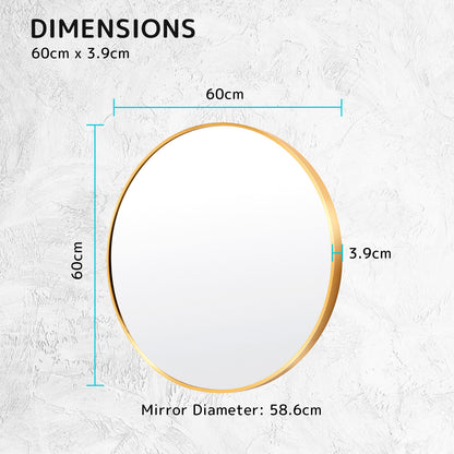 La Bella Gold Wall Mirror Round Aluminum Frame Makeup Decor Bathroom Vanity 60cm Tristar Online