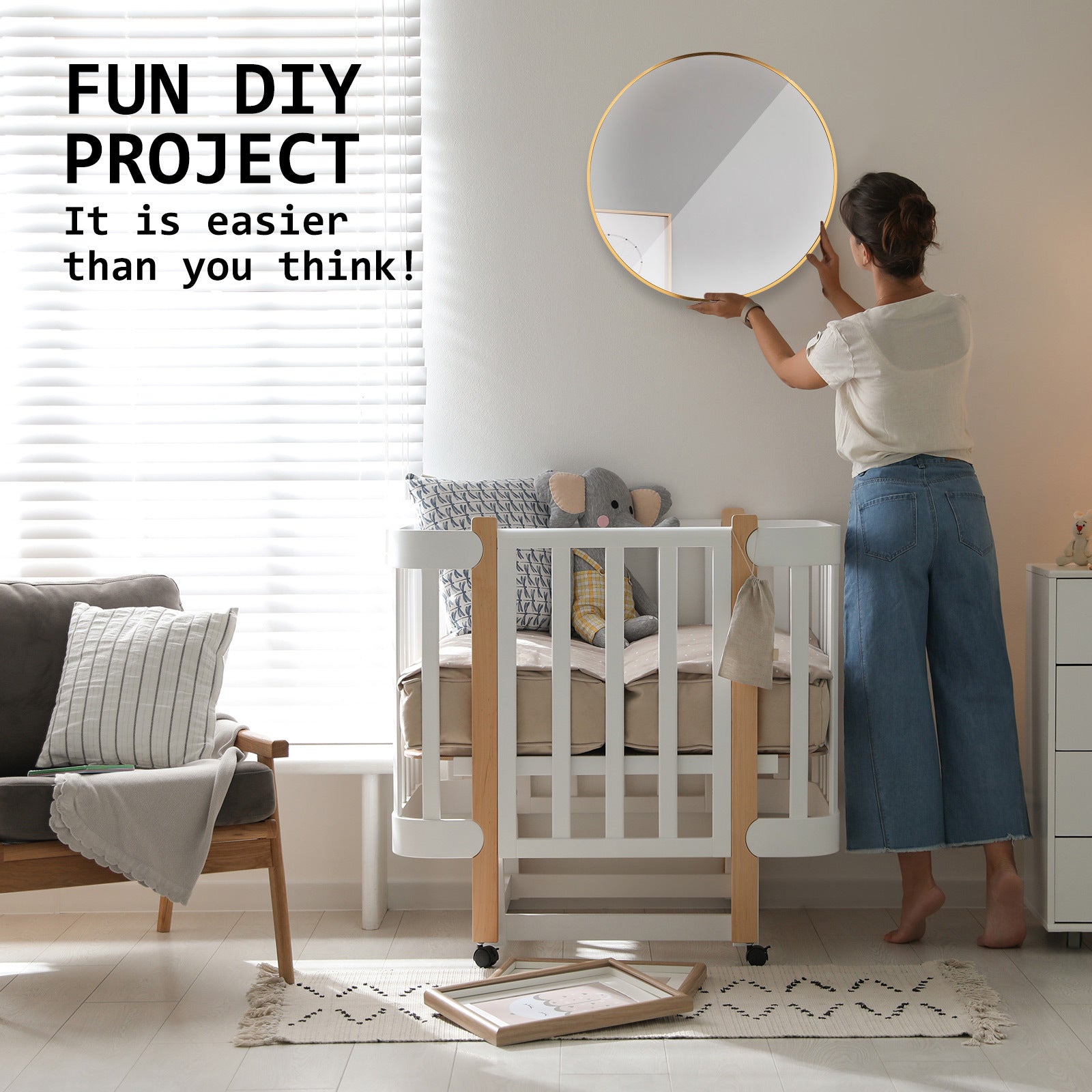 La Bella Gold Wall Mirror Round Aluminum Frame Makeup Decor Bathroom Vanity 60cm Tristar Online