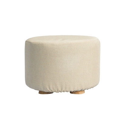 La Bella Beige Fabric Ottoman Round Wooden Leg Foot Stool Tristar Online