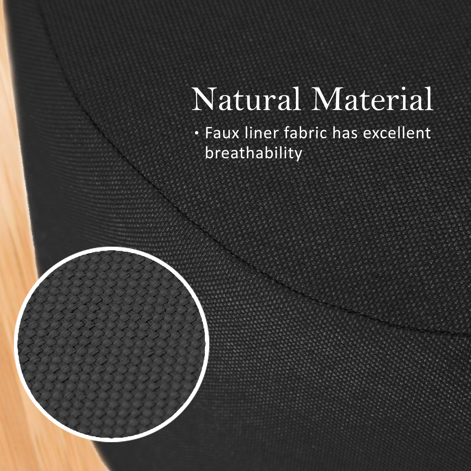 La Bella Black Fabric Ottoman Round Wooden Leg Foot Stool Tristar Online