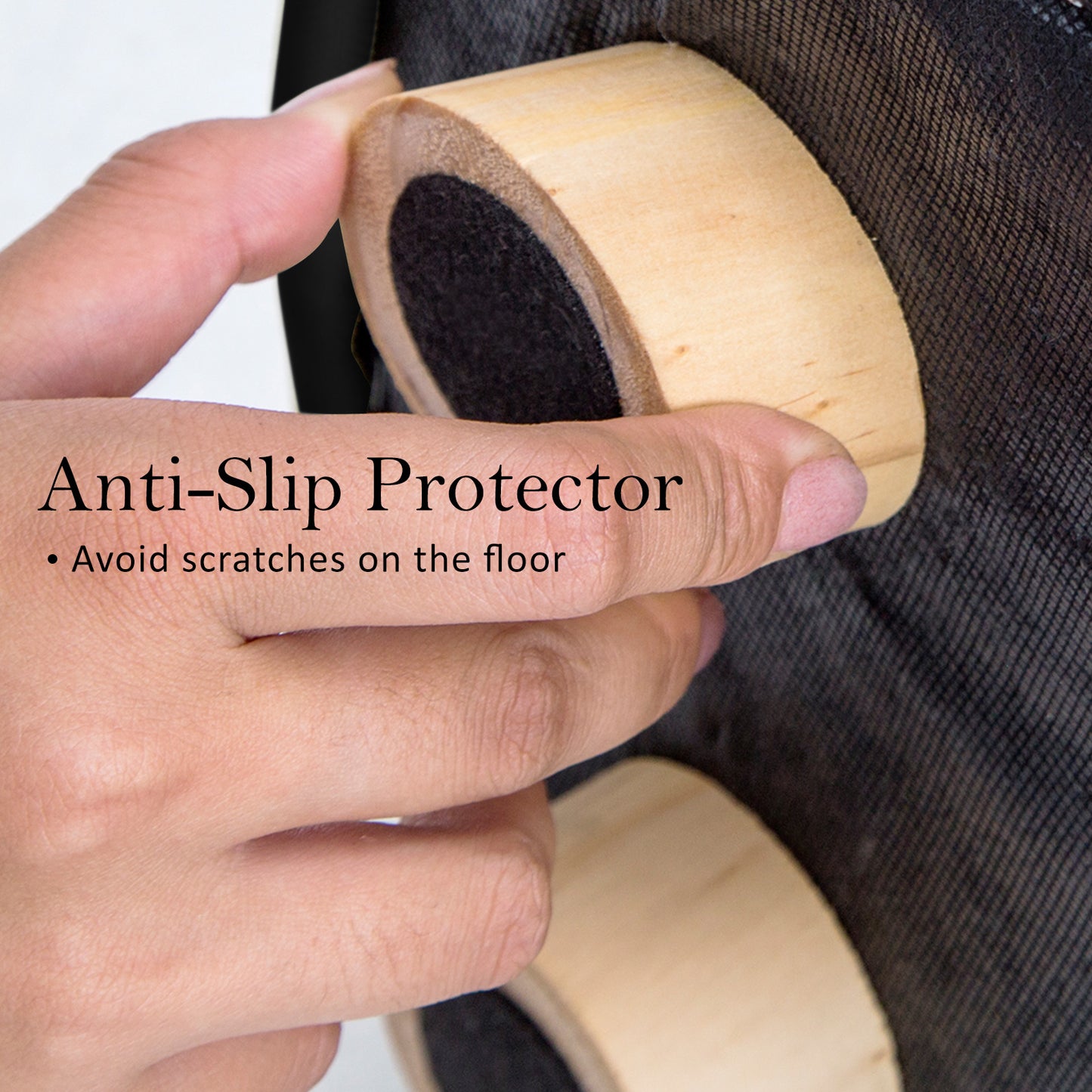 La Bella Black Fabric Ottoman Round Wooden Leg Foot Stool Tristar Online