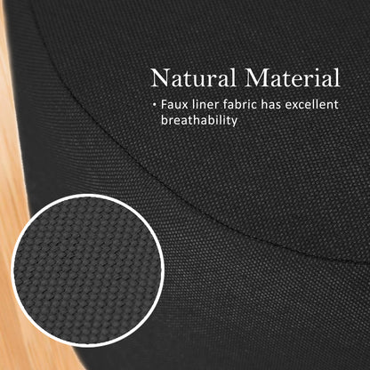 La Bella 2 Set Black Fabric Ottoman Round Wooden Leg Foot Stool Tristar Online