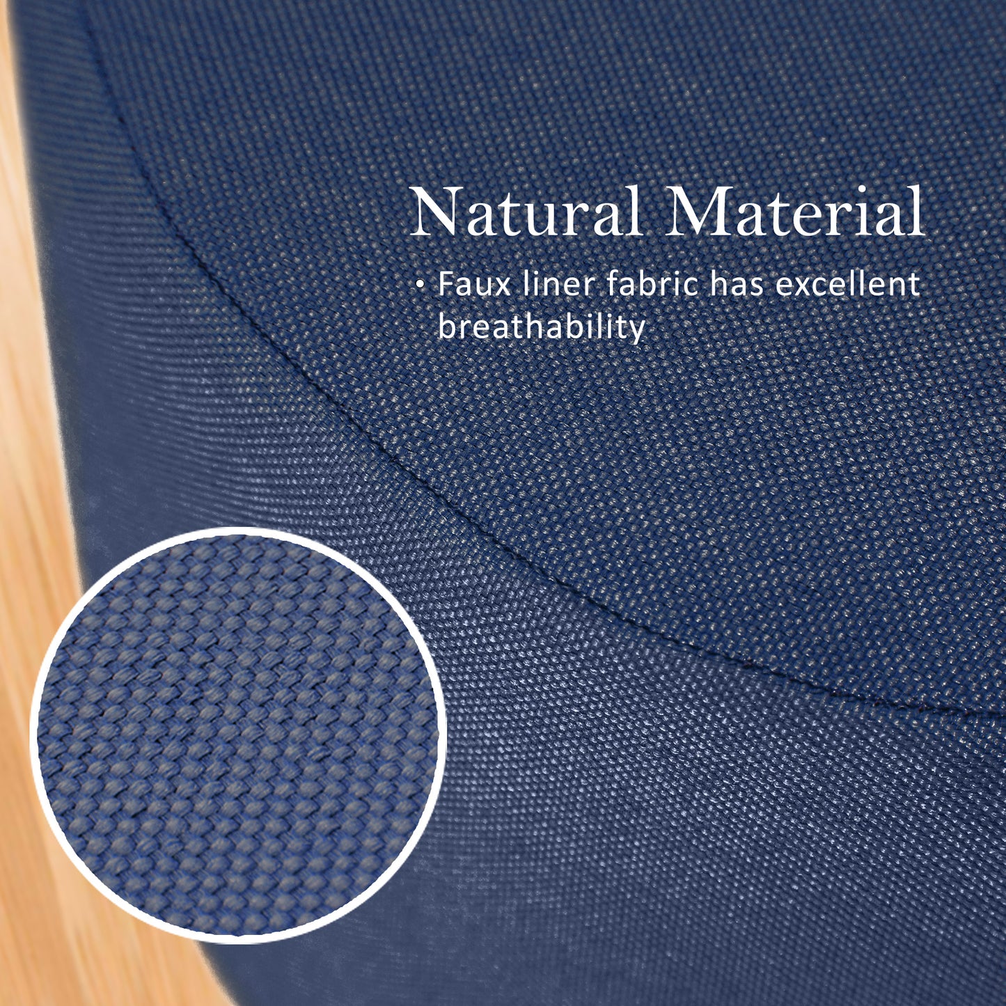 La Bella 2 Set Dark Blue Fabric Ottoman Round Wooden Leg Foot Stool Tristar Online